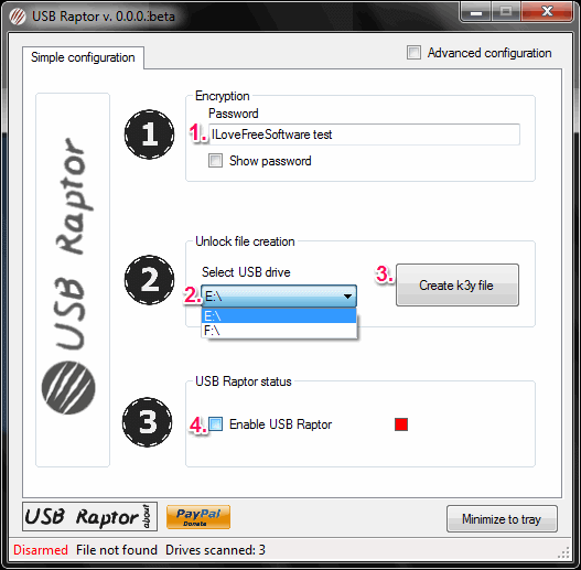 USB Raptor per bloccare o sbloccare il PC
