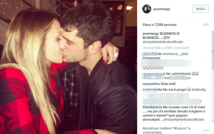 Grande Fratello gossip: il bacio di Rossella con Jeremia Rodriguez, la foto